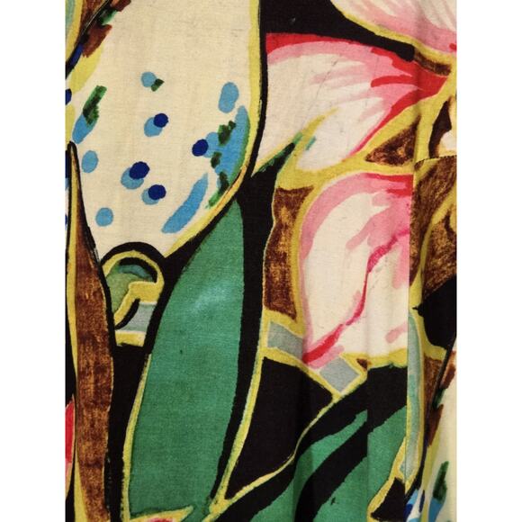 Soft Surroundings Women's Multi Stretch Knit Tropical Magnolia Midi Dress | L - Picture 7 of 9